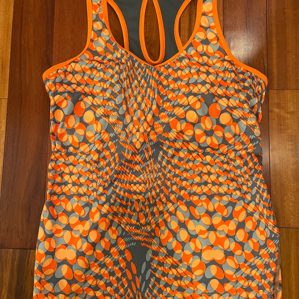 Xersion Orange and Gray Patterned Exercise Tank Top